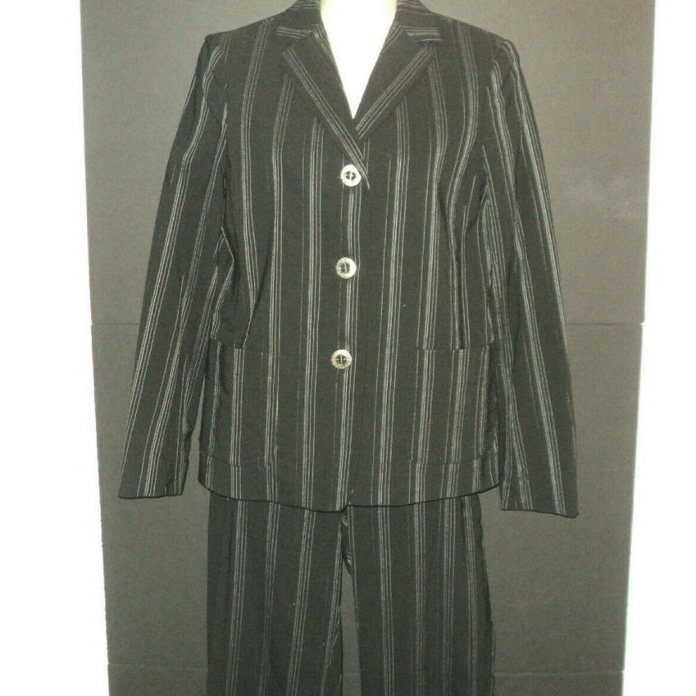 Peace of Cloth 4 Pantsuit Black Gray Pin Stripes